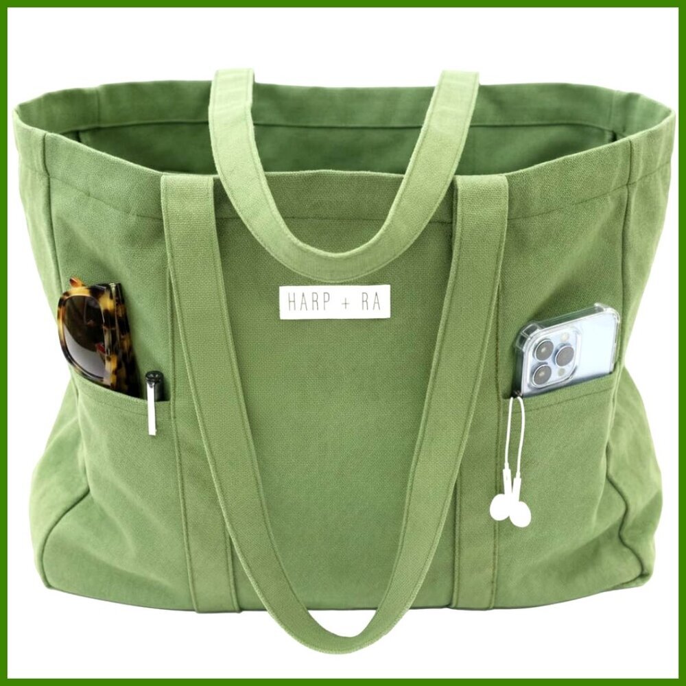 Extra Large Unstructured Canvas Tote Bag for Women, 16oz Cotton Canvas